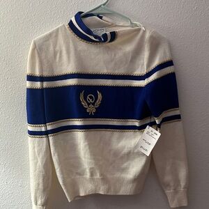 St. John Cream and Blue Sweater
